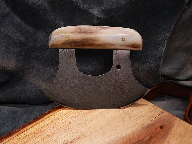 High Carbon Steel Nunivak Ulu With Caribou Antler Handle