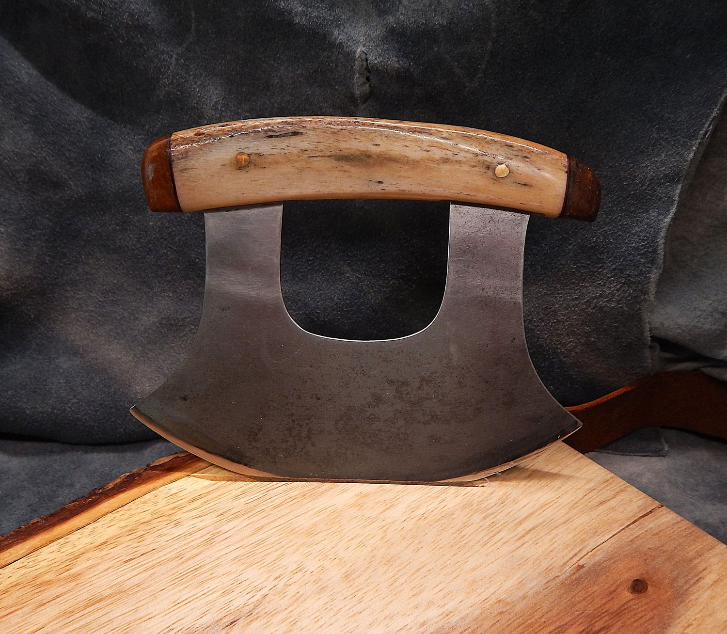 High Carbon Nunivak Ulu With Caribou &amp; Fossil Steller Sea Cow Bone