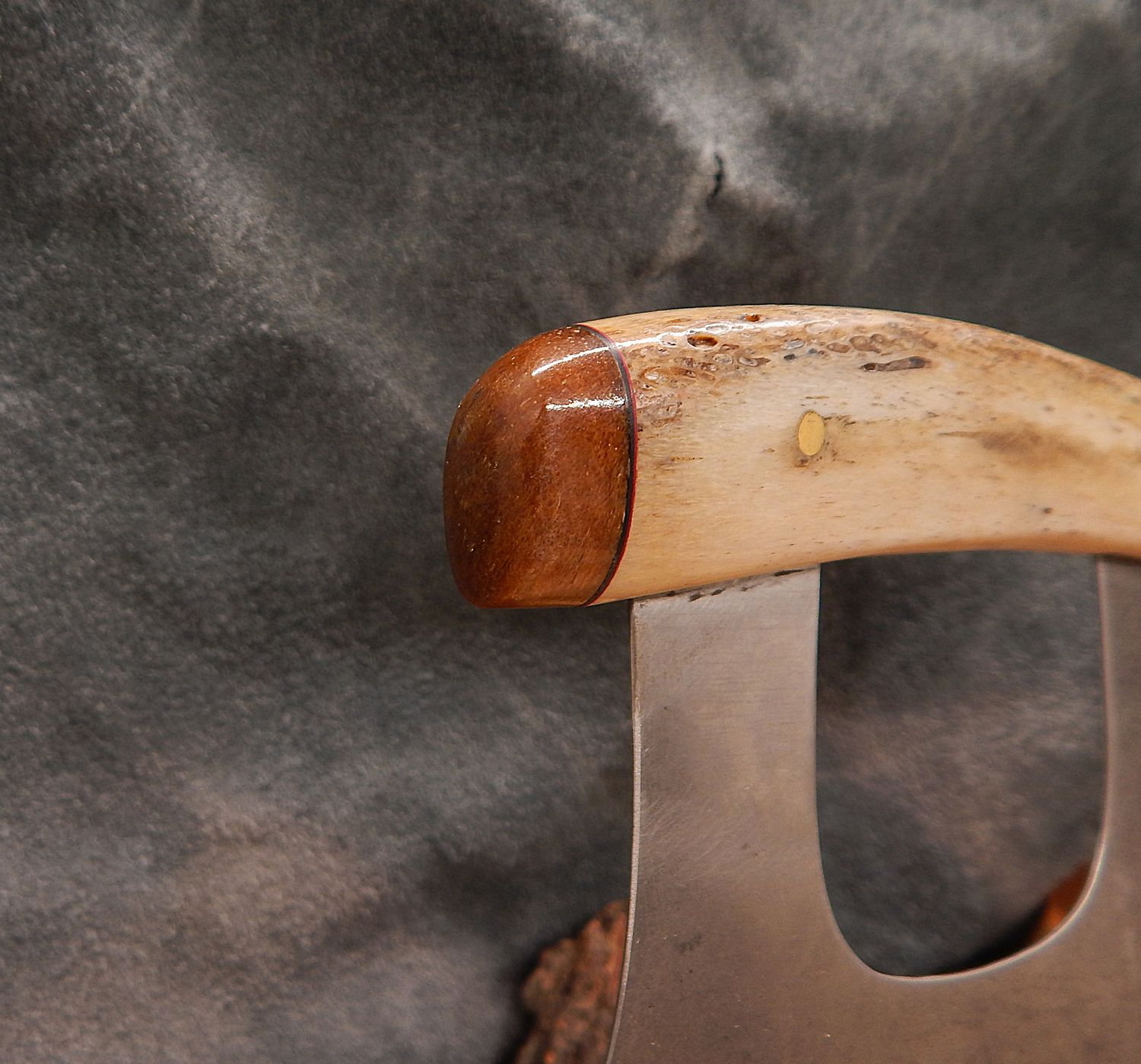 High Carbon Nunivak Ulu With Caribou &amp; Fossil Steller Sea Cow Bone