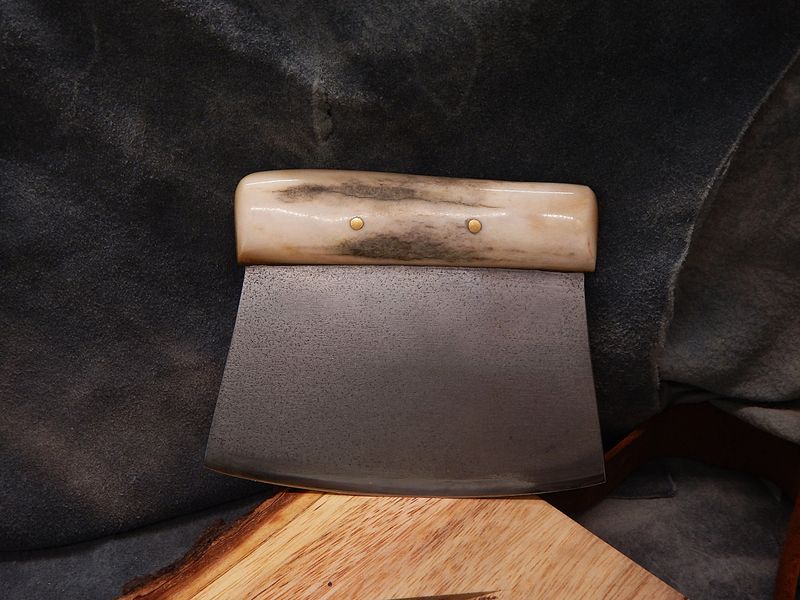 High Carbon Steel Savoonga Ulu With Caribou Antler Handle