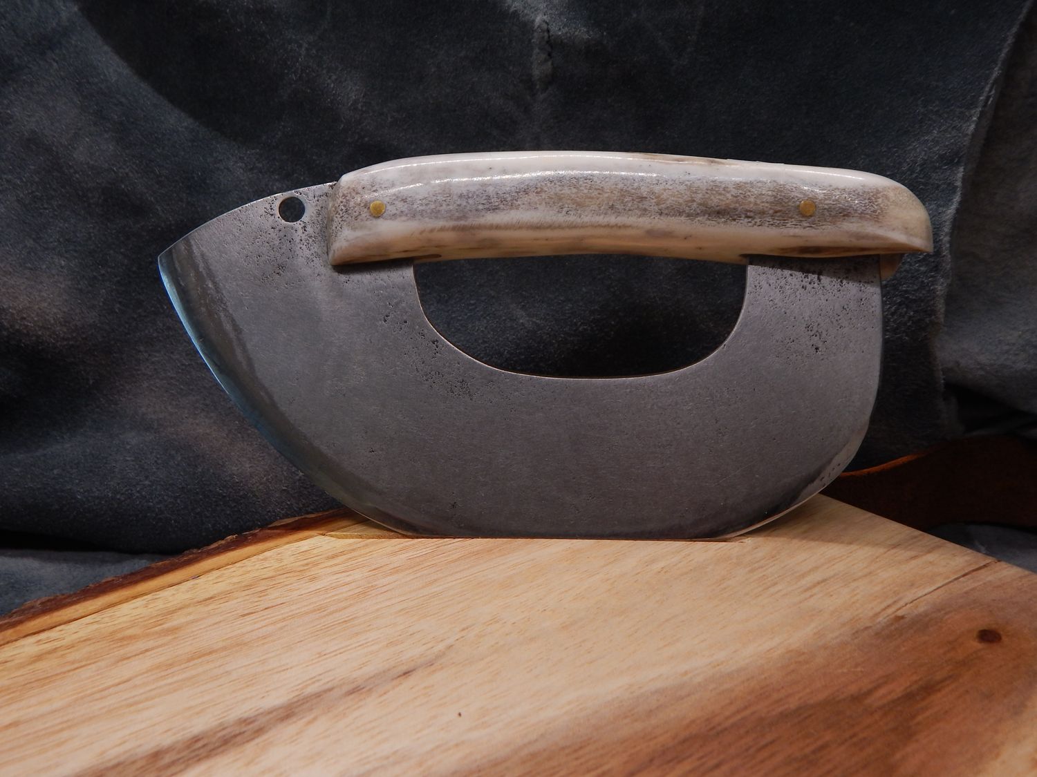High Carbon Steel Bristol Bay Ulu with Caribou Antler Handle