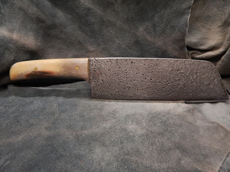 High Carbon Steel and Shed Caribou Antler Large Cleaver