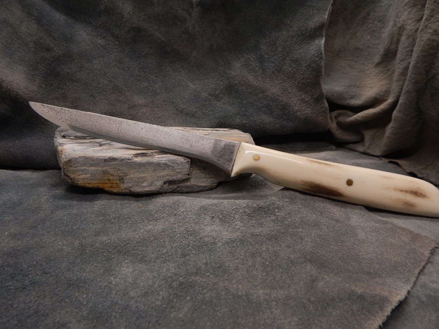 High Carbon Steel and Shed Caribou Antler Filet Knife