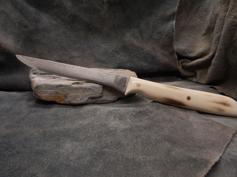 High Carbon Steel and Shed Caribou Antler Filet Knife