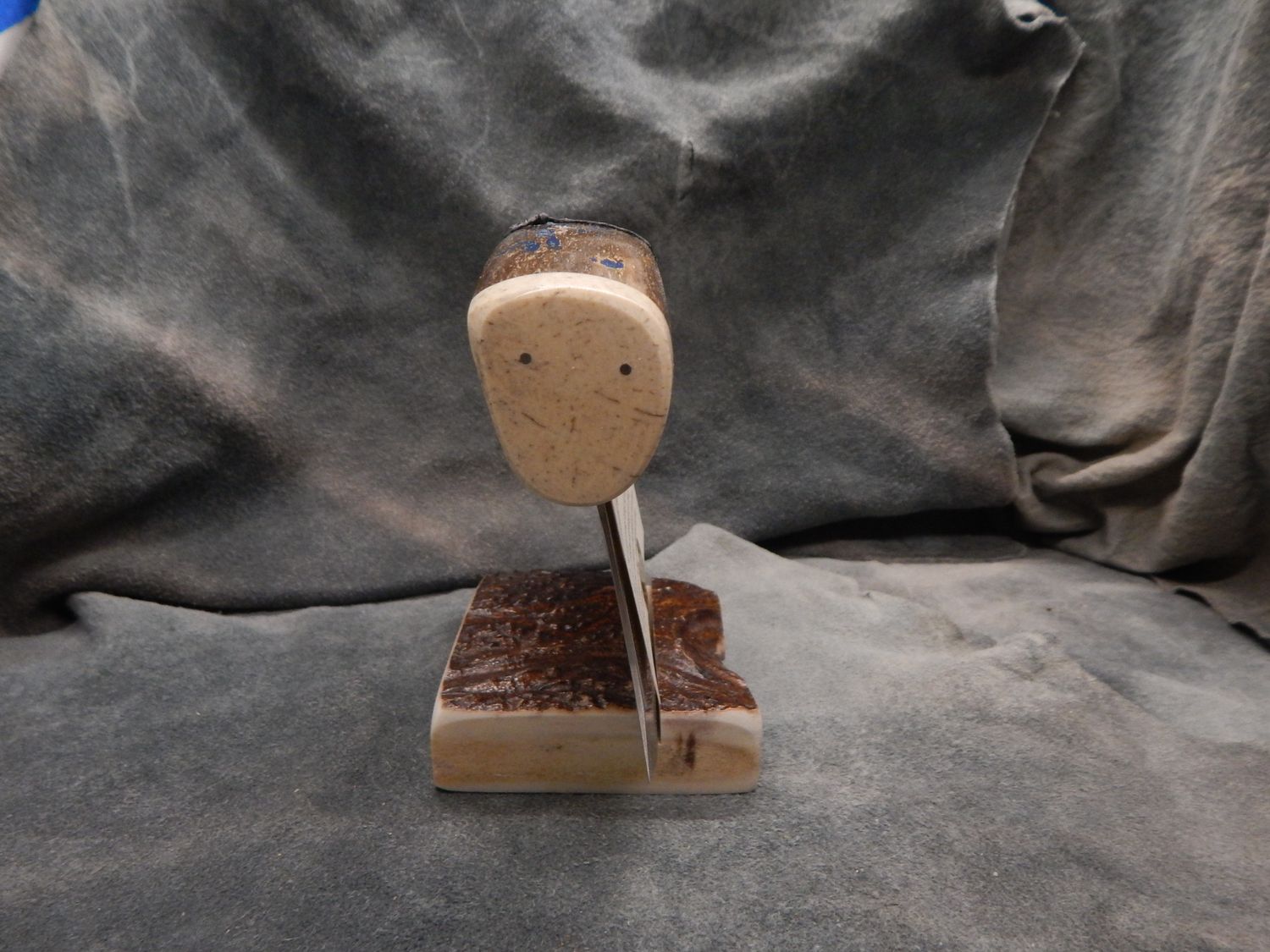 Fossilized Walrus Rib Bone Ulu With Fossil Walrus Jawbone &amp; Oosik Caps