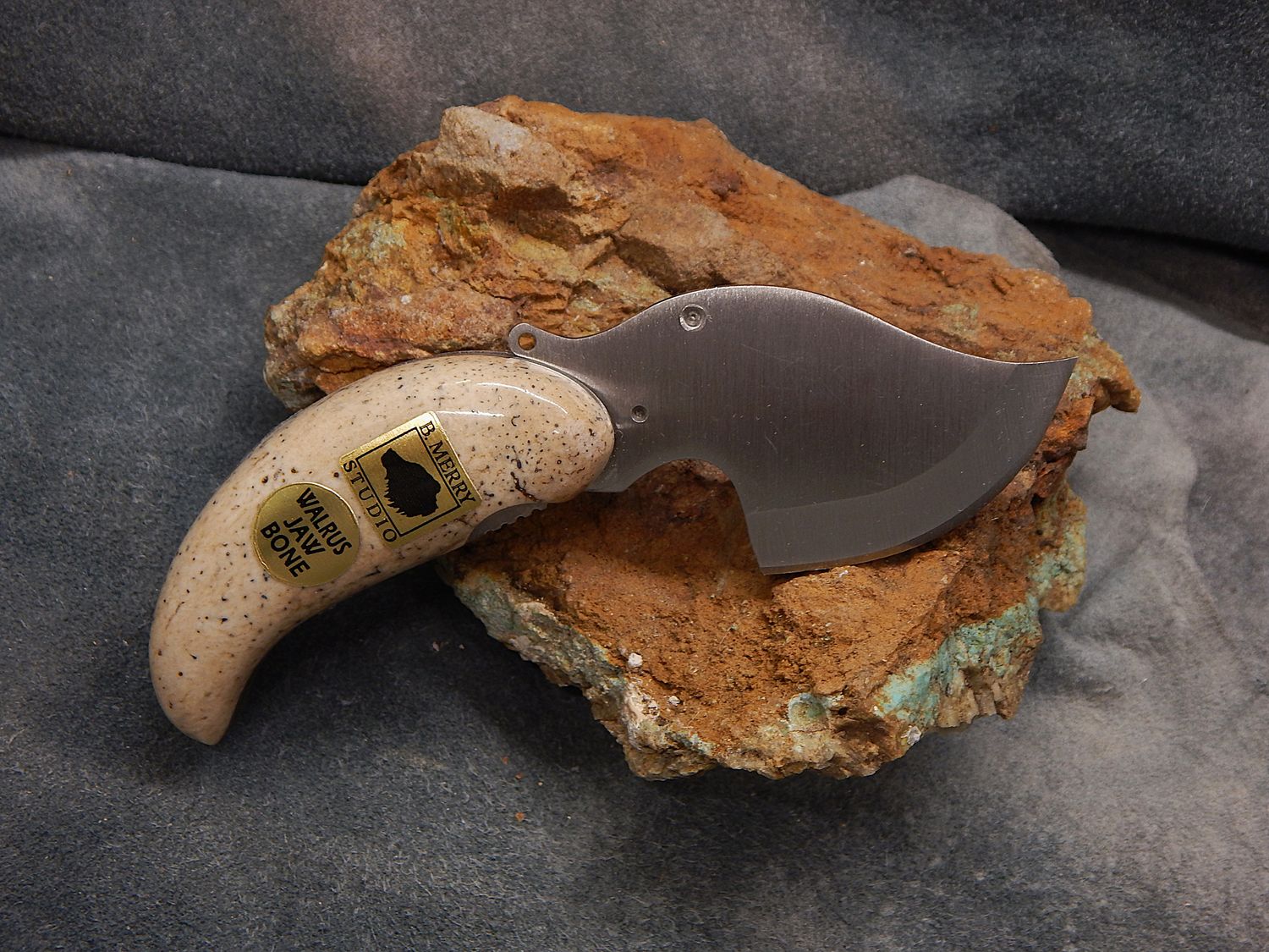 Bob Merry Fossil Walrus Jaw Bone Pocket Ulu