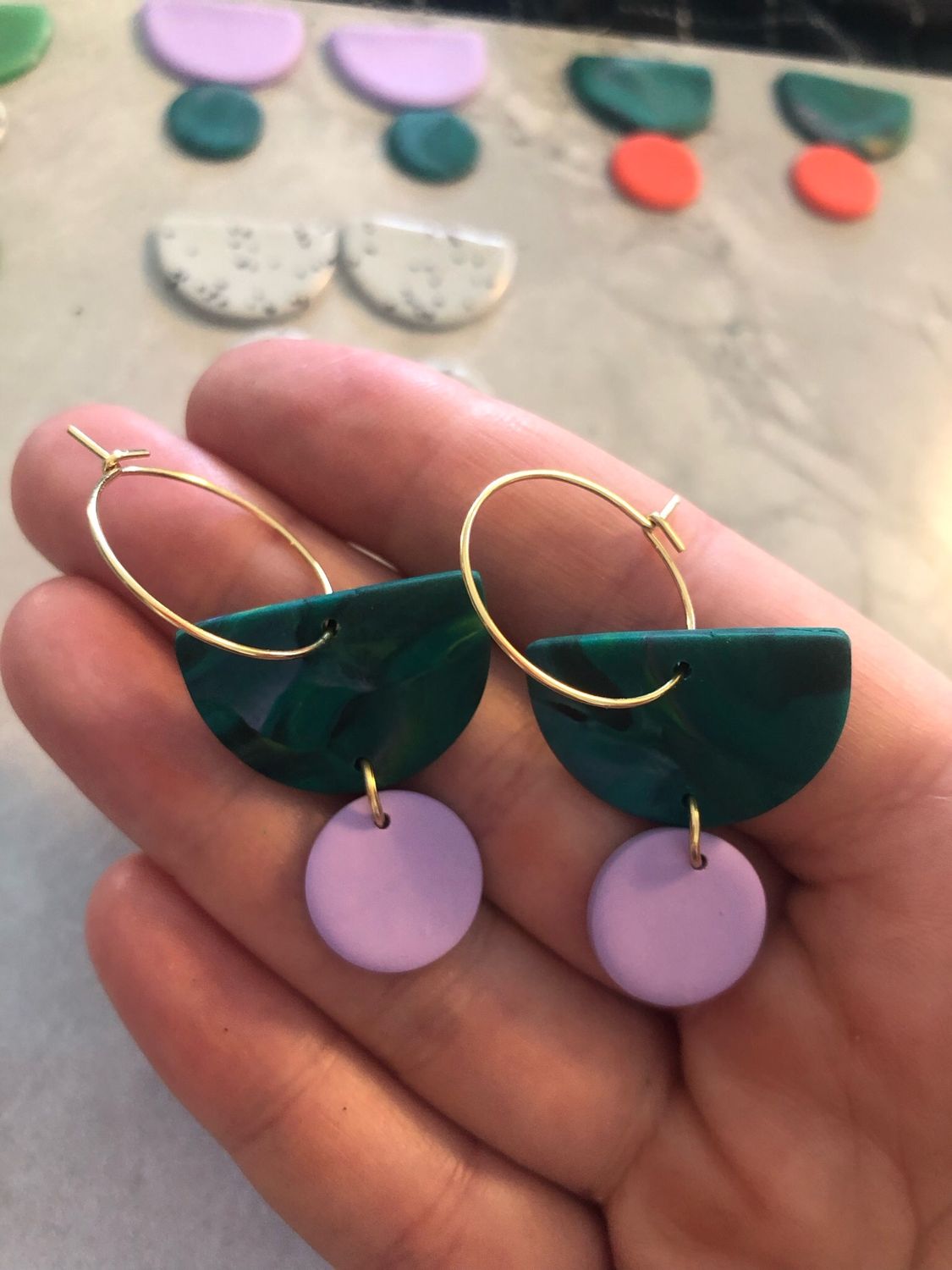 Galore Hoops - Greenish/light Lavendar