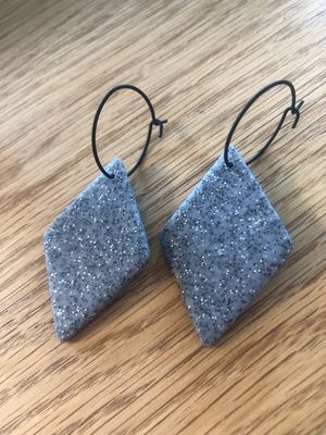 Grey Glitter Hoops