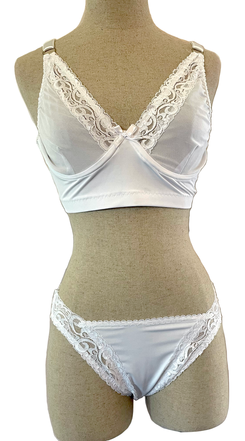 White Mesh Bralette Set