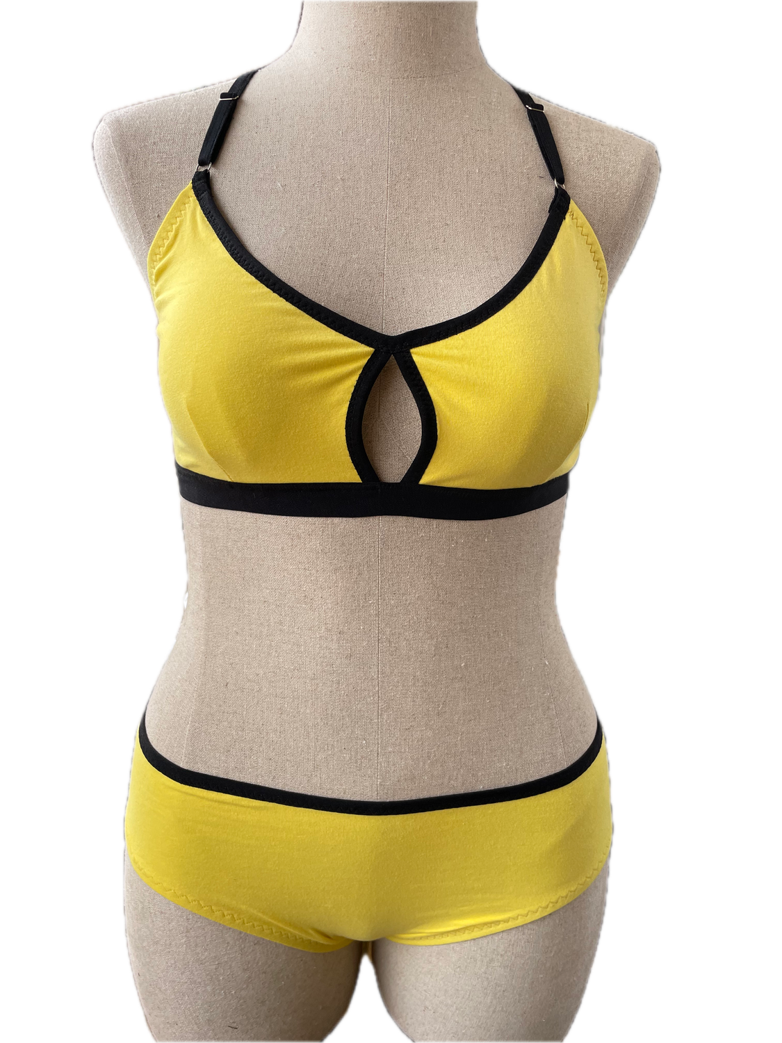 Lemon Yellow Keyhole Bralette Set