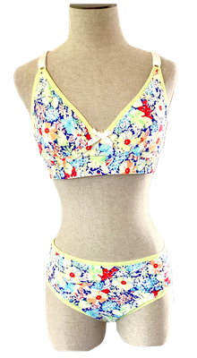 Neon Yellow Floral Bralette Set