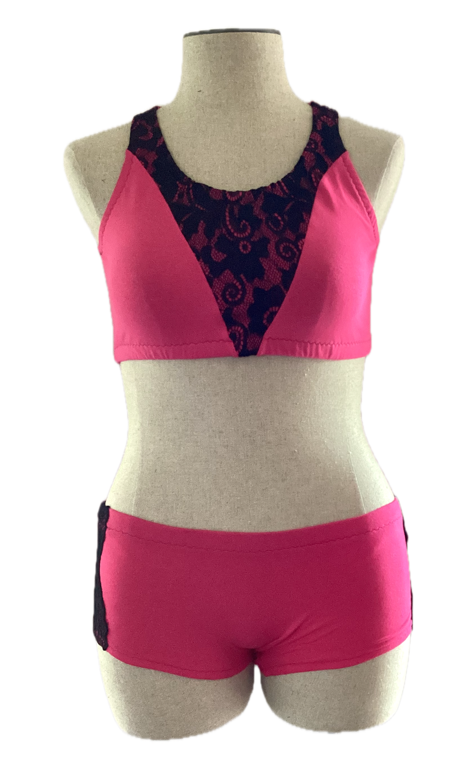 Hot Pink Lacy Sport Top Short Set