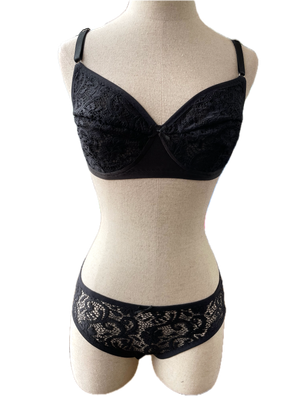 Black Lace Bralette Set