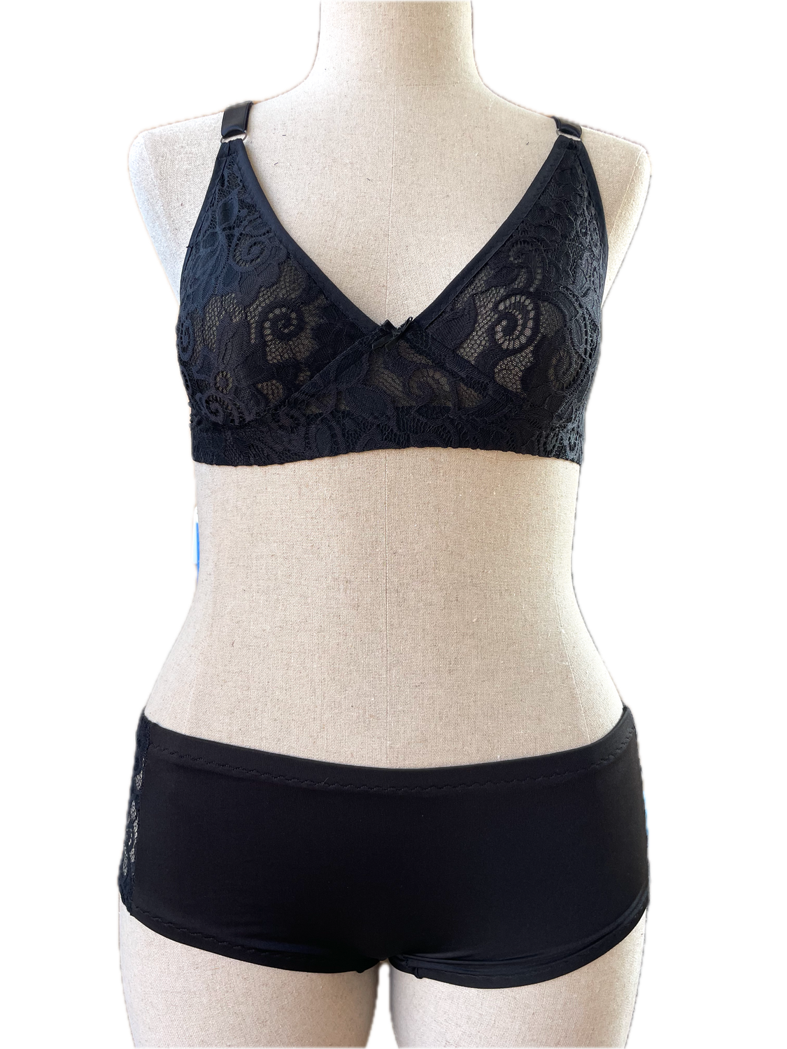 Black Lace Boy Short Set