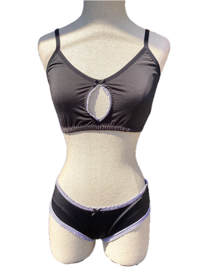 Black Satiny Bralette Set