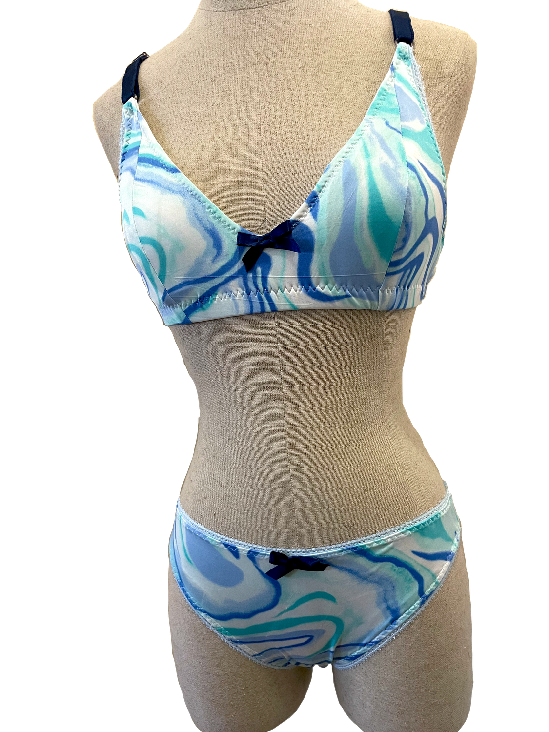 Blue Marble Bralette Set