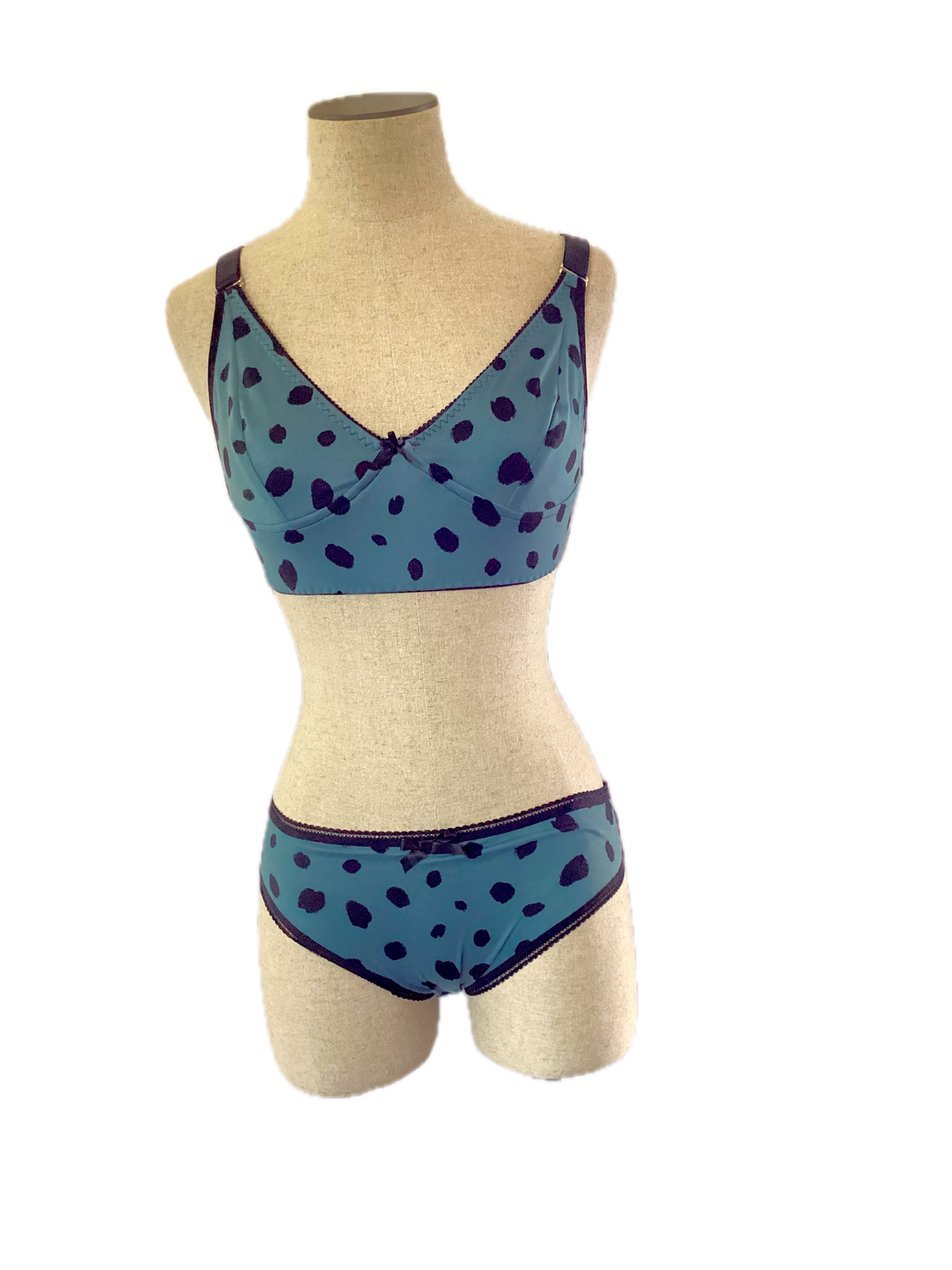 Blue-Green Polka Dot Bralette Set