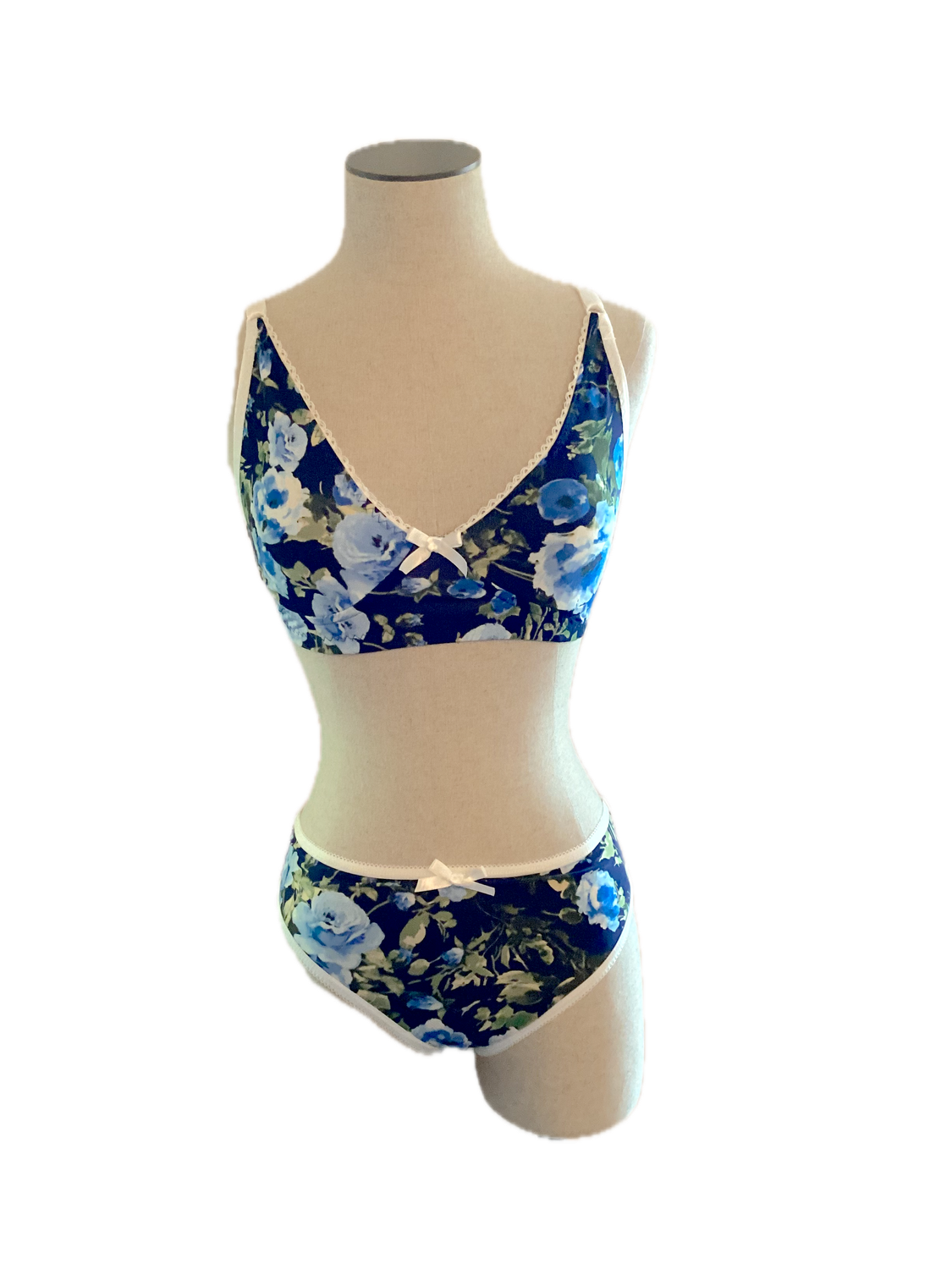 Floral Midnight Blue Bralette Set