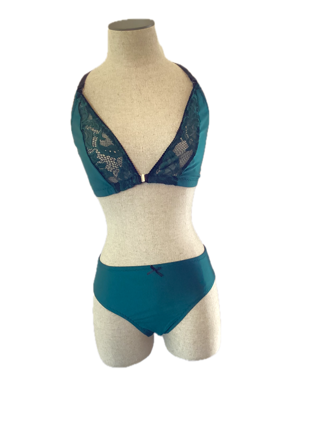 Dark Green &amp; Lace Bralette Set