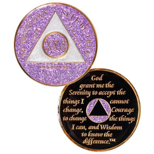 Specialty Anniversary Coin Purple Glitter