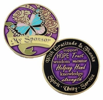 My Sponsor Purple Butterfly Recovery Medallion