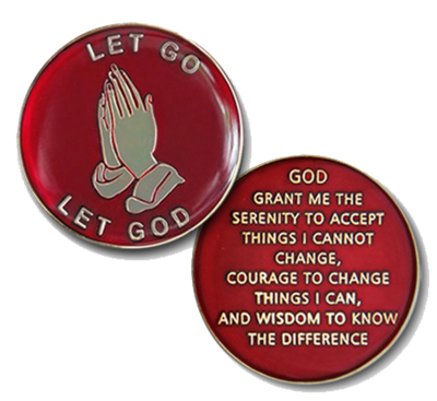 Let Go Let God Red Recovery Medallion