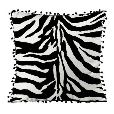 Подушка декоративна з помпонами (мішковина) Забарвлення зебри