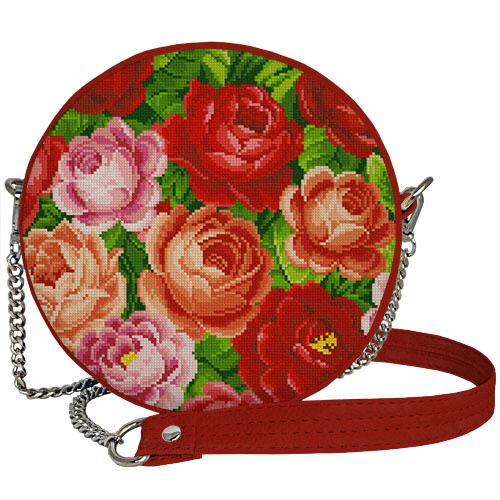 Сумка круглая Tablet Розы, вышивка цветы