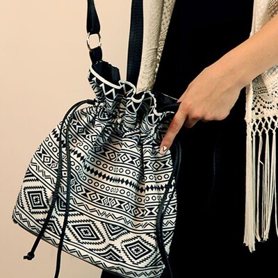 Жіноча сумка-мішок Torba Орнамент чорно-білий