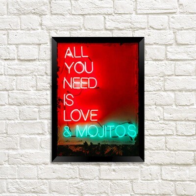Постер в рамке A3 All you need is love & mojitos