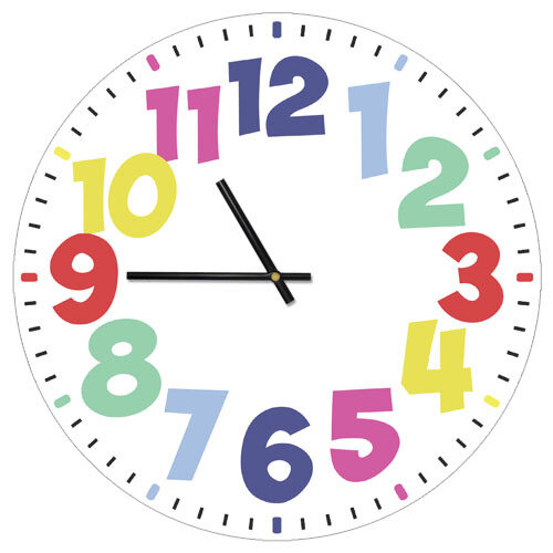 Часы настенные круглые, 36 см Разноцветные цифры