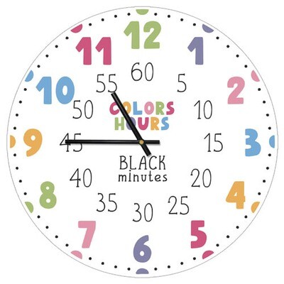 Годинник настінний круглий, 36 см Colors hours Black minutes