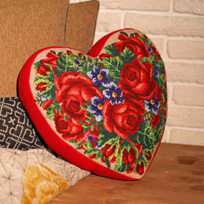 Подушка серце 3D Квітковий настрій
