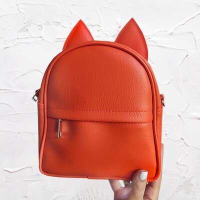 Рюкзак-сумка з вушками кота, морквяний