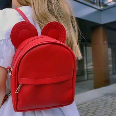Рюкзак-сумка з вушками мишки, червоний