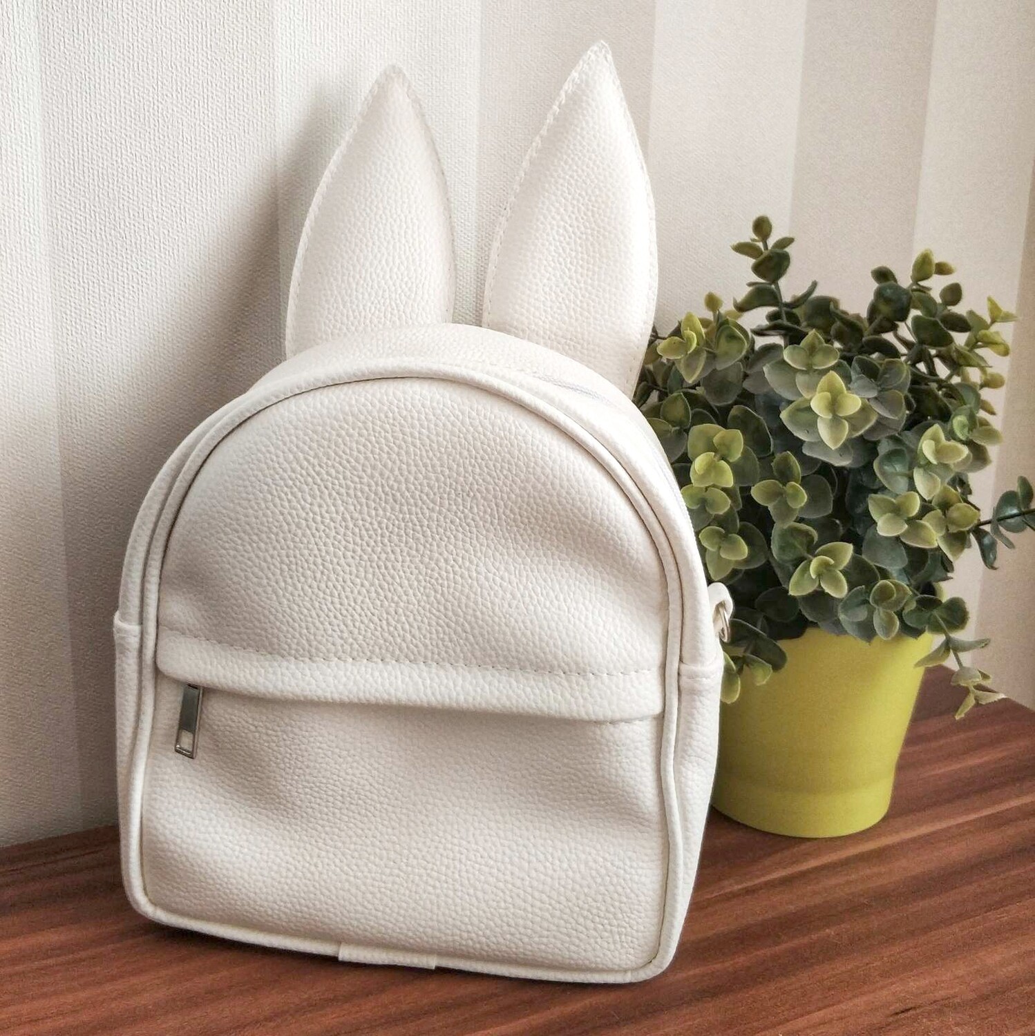 Рюкзак-сумка с ушками зайца, белый