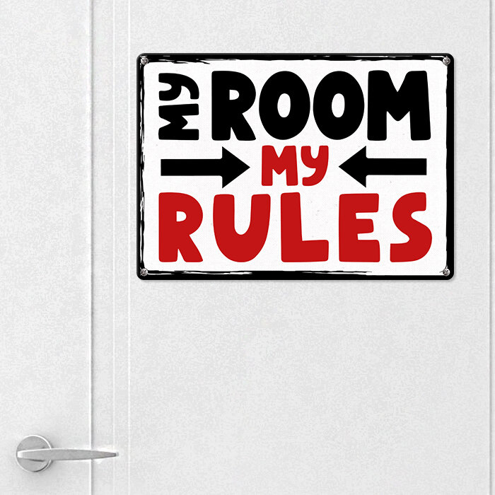 Металлическая табличка My room my rules