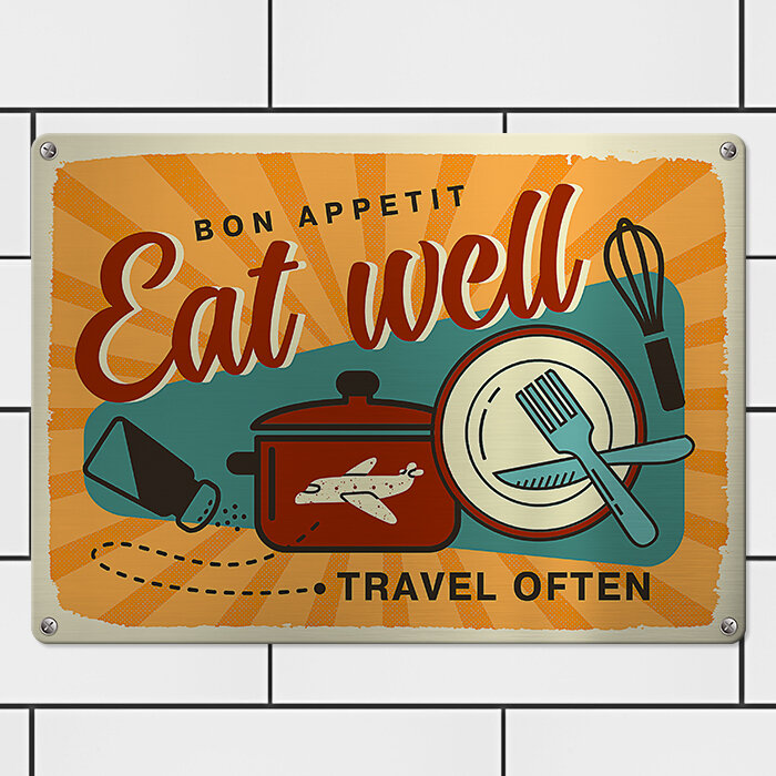 Металлическая табличка Bon appetit Eat well