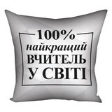 Наволочка на подушку 30х30 см Найкращий вчитель у світі на білому тлі