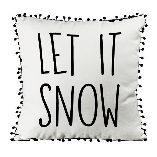 Подушка декоративная (мешковина) с помпонами Let it snow