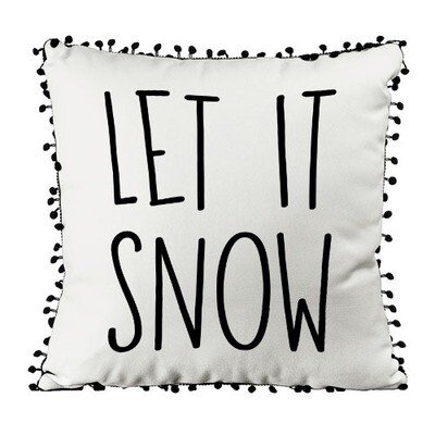 Подушка декоративна з помпонами (мішковина) Let it snow