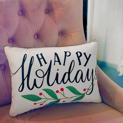 Подушка декоративна 45х32 см (мішковина) Happy holidays