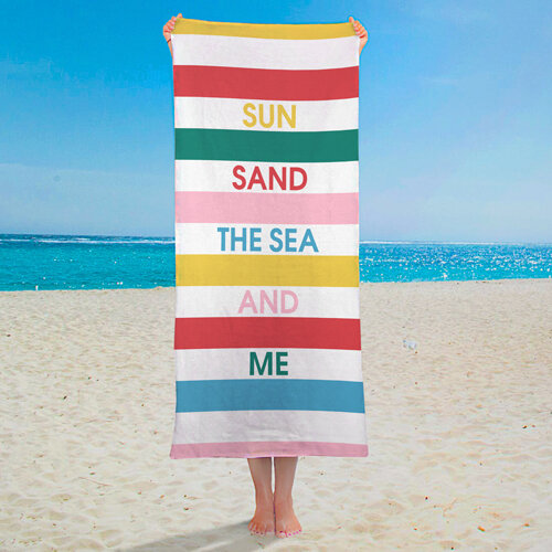 Полотенце пляжное с принтом Sun sand the sea and me, 150х70 см