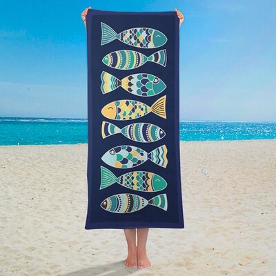 Рушник пляжний великий з принтом Рибки, 150х70 см