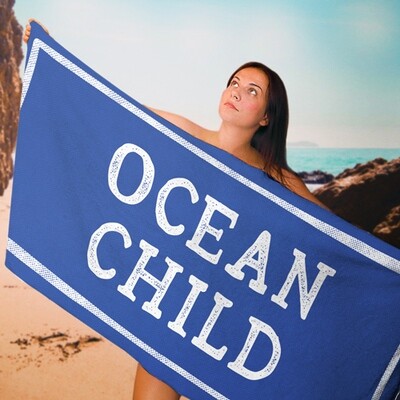 Рушник пляжний великий з принтом Ocean child, 150х70 см