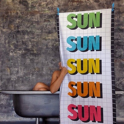 Полотенце пляжное большое с принтом Sun, 150х70 см