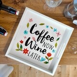 Дерев’яна таця з принтом Coffee now wine later