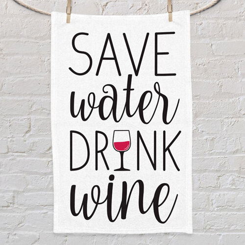 Полотенце маленькое с принтом Save water drink wine