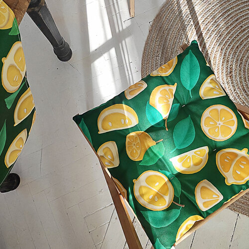 Подушка на стул с завязками Лимоны