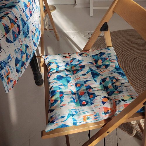 Подушка на стілець із зав'язками Розмитий орнамент